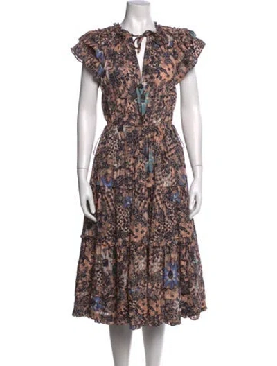 Pre-owned Ulla Johnson Printed Midi Length Dress In Pink