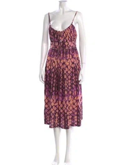 Pre-owned Ulla Johnson Printed Midi Length Dress In Purple