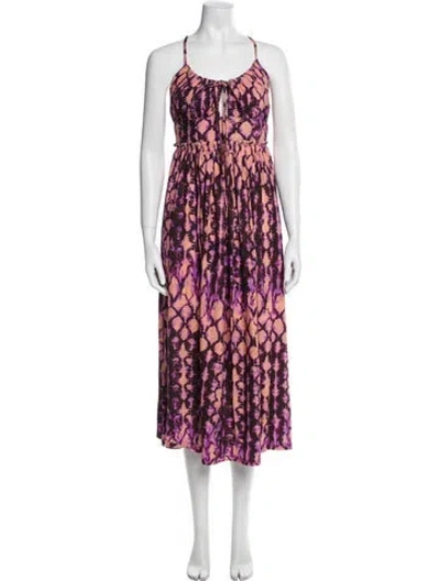 Pre-owned Ulla Johnson Printed Midi Length Dress In Purple