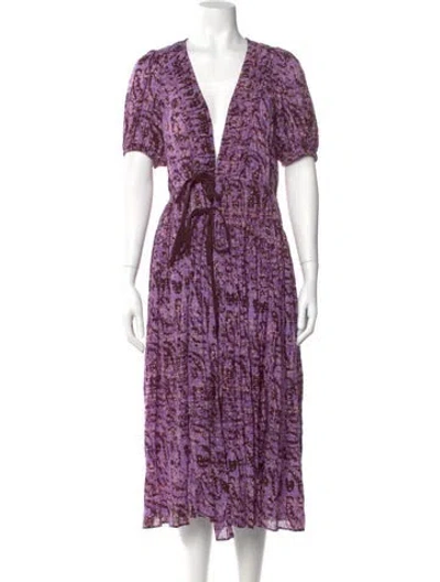 Pre-owned Ulla Johnson Printed Midi Length Dress In Purple