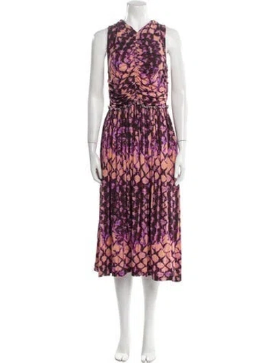 Pre-owned Ulla Johnson Printed Midi Length Dress In Purple