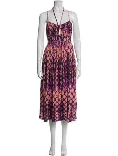 Pre-owned Ulla Johnson Printed Midi Length Dress In Purple