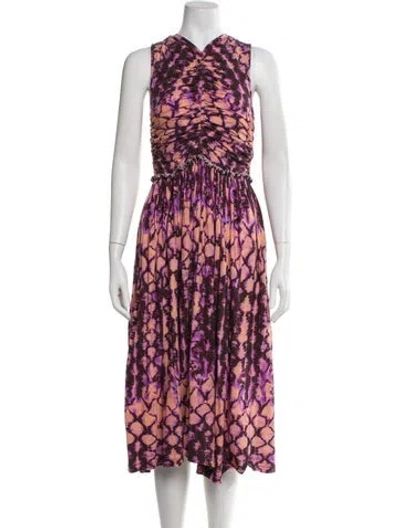 Pre-owned Ulla Johnson Printed Midi Length Dress In Purple