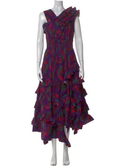 Pre-owned Ulla Johnson Printed Midi Length Dress In Purple