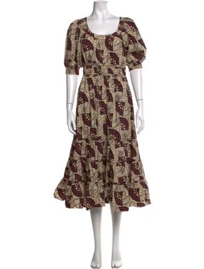 Pre-owned Ulla Johnson Printed Midi Length Dress In Purple