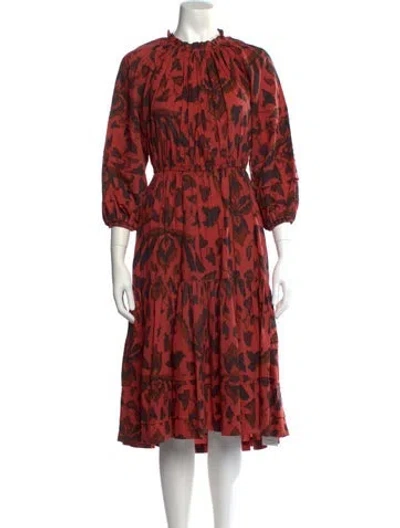 Pre-owned Ulla Johnson Printed Midi Length Dress In Red