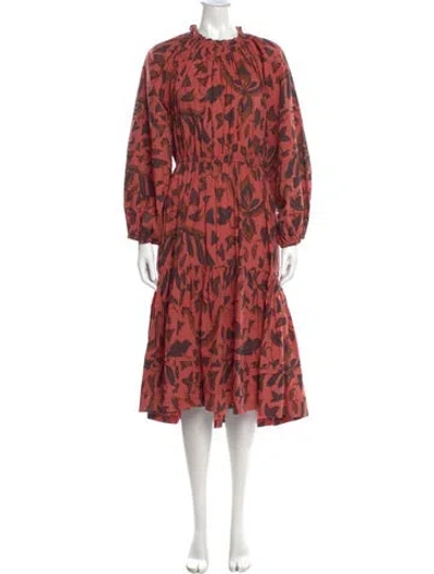 Pre-owned Ulla Johnson Printed Midi Length Dress In Red