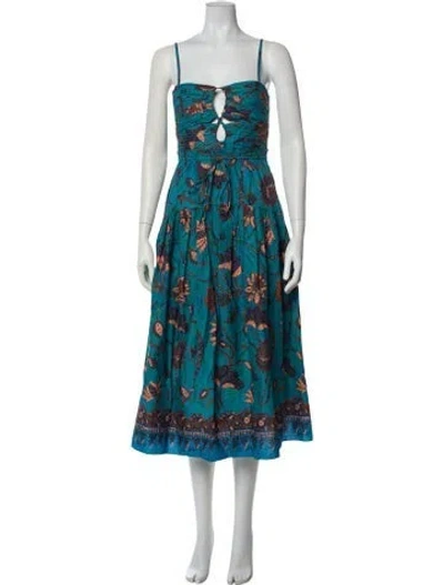 Pre-owned Ulla Johnson Printed Midi Length Dress W/ Tags In Blue