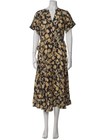 Pre-owned Ulla Johnson Printed Midi Length Dress W/ Tags In Green
