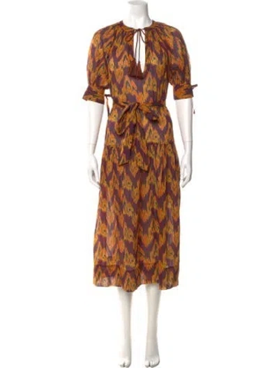 Pre-owned Ulla Johnson Printed Midi Length Dress W/ Tags In Multi