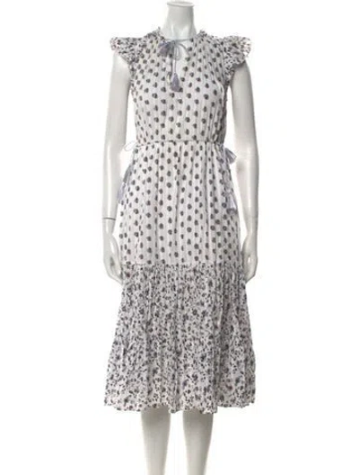 Pre-owned Ulla Johnson Printed Midi Length Dress In White