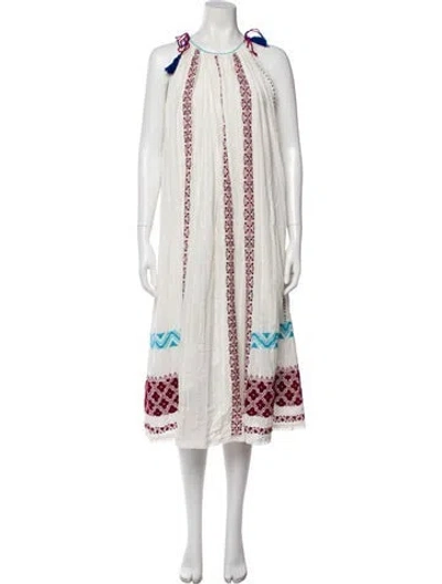 Pre-owned Ulla Johnson Printed Midi Length Dress In White