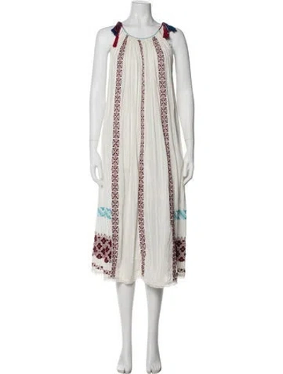 Pre-owned Ulla Johnson Printed Midi Length Dress In White