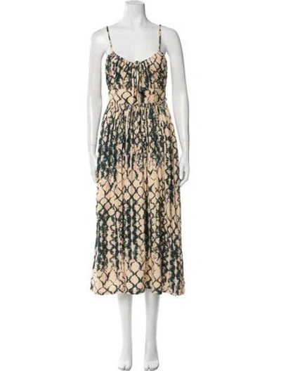 Pre-owned Ulla Johnson Printed Midi Length Dress In Yellow