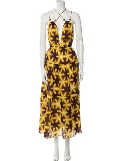 Pre-owned Ulla Johnson Printed Midi Length Dress In Yellow