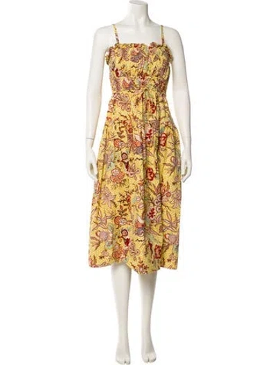 Pre-owned Ulla Johnson Printed Midi Length Dress In Yellow