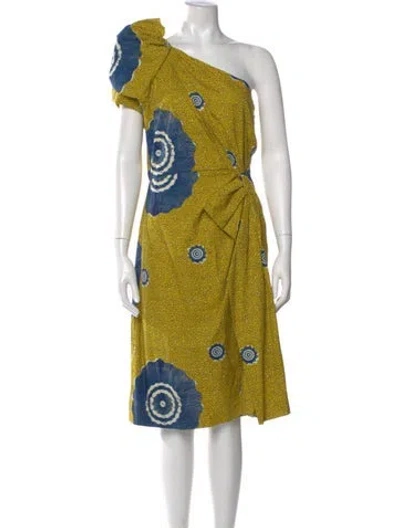 Pre-owned Ulla Johnson Printed Midi Length Dress In Yellow