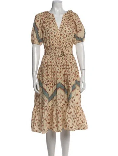 Pre-owned Ulla Johnson Printed Midi Length Dress In Yellow