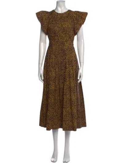 Pre-owned Ulla Johnson Printed Midi Length Dress In Yellow
