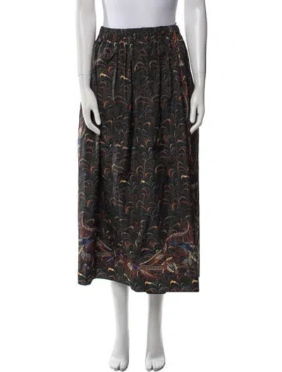 Pre-owned Ulla Johnson Printed Midi Length Skirt In Black