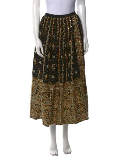 Pre-owned Ulla Johnson Printed Midi Length Skirt In Black