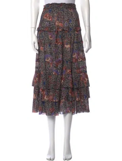 Pre-owned Ulla Johnson Printed Midi Length Skirt In Black