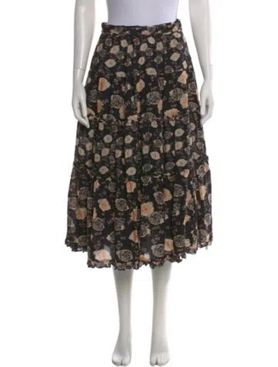 Pre-owned Ulla Johnson Printed Midi Length Skirt In Black