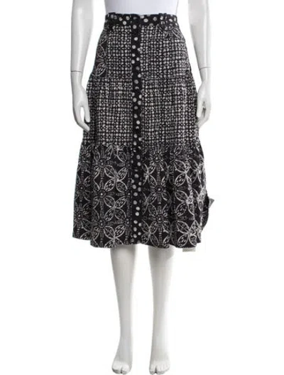 Pre-owned Ulla Johnson Printed Midi Length Skirt In Black