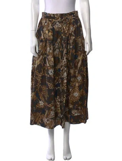 Pre-owned Ulla Johnson Printed Midi Length Skirt In Black