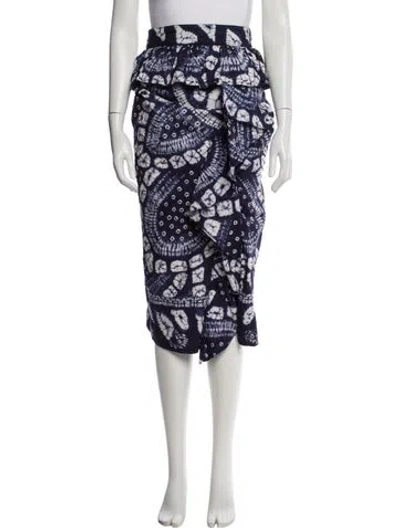 Pre-owned Ulla Johnson Printed Midi Length Skirt In Blue