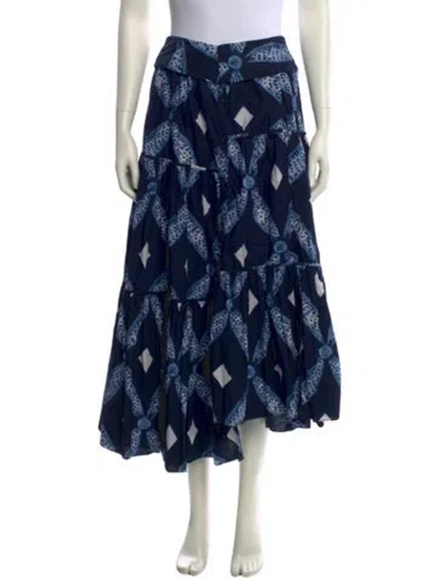 Pre-owned Ulla Johnson Printed Midi Length Skirt In Blue