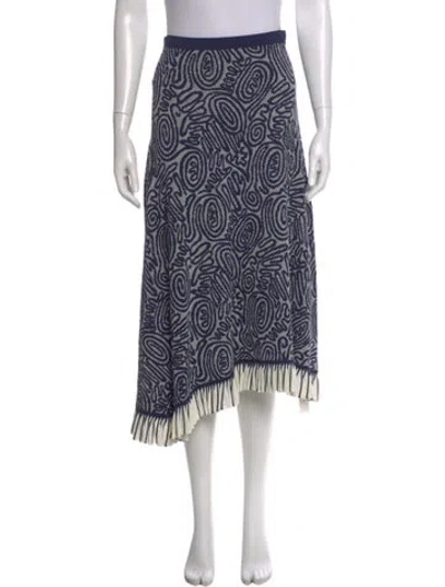 Pre-owned Ulla Johnson Printed Midi Length Skirt In Blue