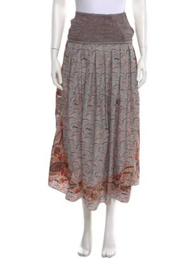 Pre-owned Ulla Johnson Printed Midi Length Skirt In Blue