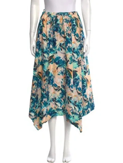 Pre-owned Ulla Johnson Printed Midi Length Skirt In Blue