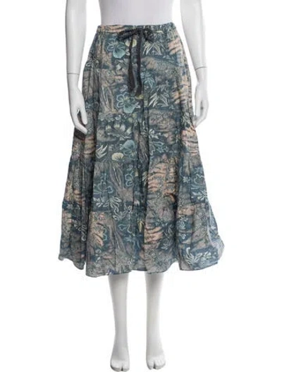 Pre-owned Ulla Johnson Printed Midi Length Skirt In Blue