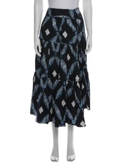 Pre-owned Ulla Johnson Printed Midi Length Skirt In Blue