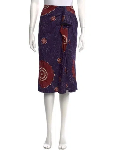 Pre-owned Ulla Johnson Printed Midi Length Skirt In Blue
