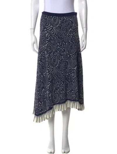 Pre-owned Ulla Johnson Printed Midi Length Skirt In Blue
