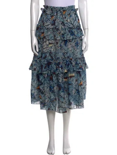 Pre-owned Ulla Johnson Printed Midi Length Skirt In Blue