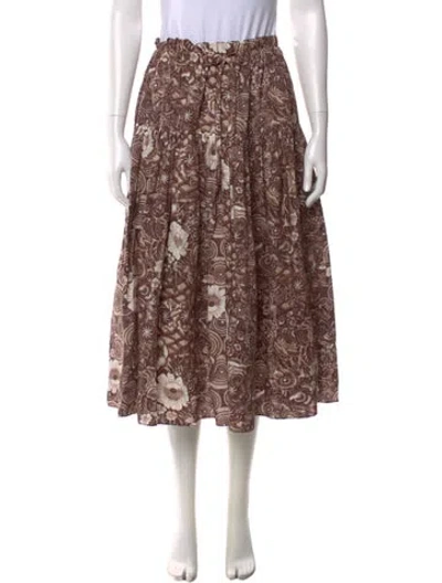 Pre-owned Ulla Johnson Printed Midi Length Skirt In Brown