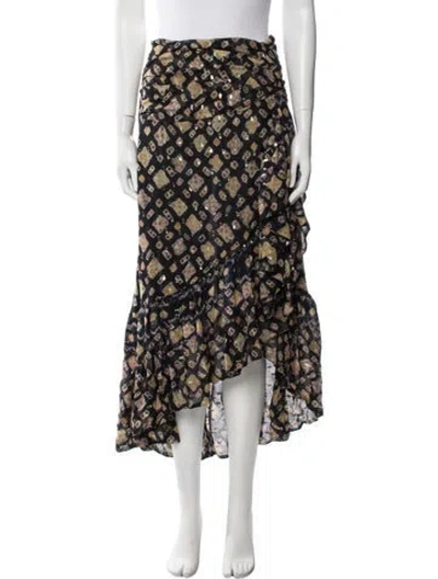 Pre-owned Ulla Johnson Printed Midi Length Skirt In Brown