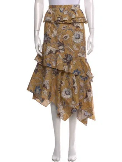 Pre-owned Ulla Johnson Printed Midi Length Skirt In Brown