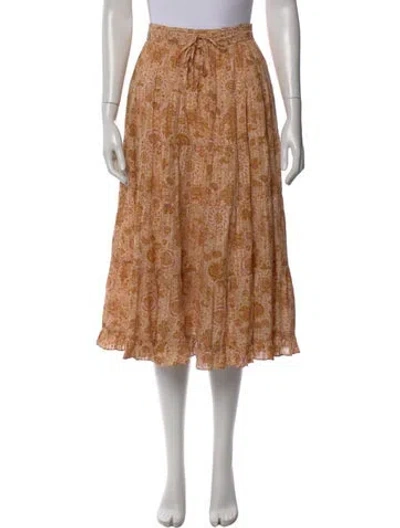 Pre-owned Ulla Johnson Printed Midi Length Skirt In Brown