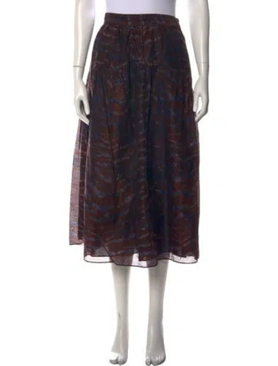 Pre-owned Ulla Johnson Printed Midi Length Skirt In Brown