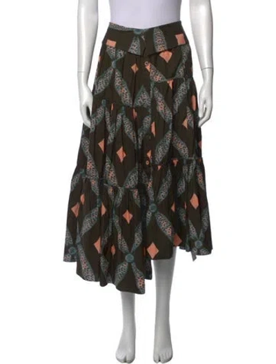 Pre-owned Ulla Johnson Printed Midi Length Skirt In Green