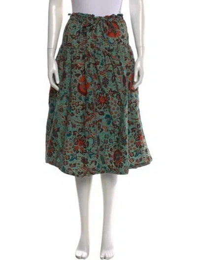 Pre-owned Ulla Johnson Printed Midi Length Skirt In Green