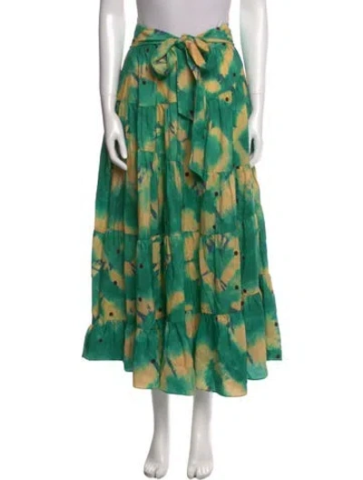 Pre-owned Ulla Johnson Printed Midi Length Skirt In Green
