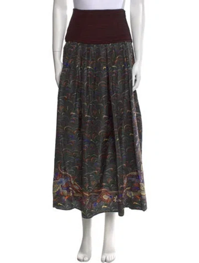Pre-owned Ulla Johnson Printed Midi Length Skirt In Green