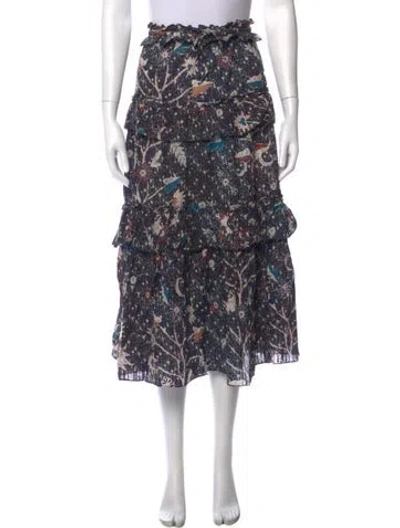 Pre-owned Ulla Johnson Printed Midi Length Skirt In Multi