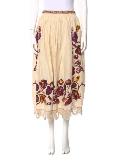 Pre-owned Ulla Johnson Printed Midi Length Skirt In Neutral